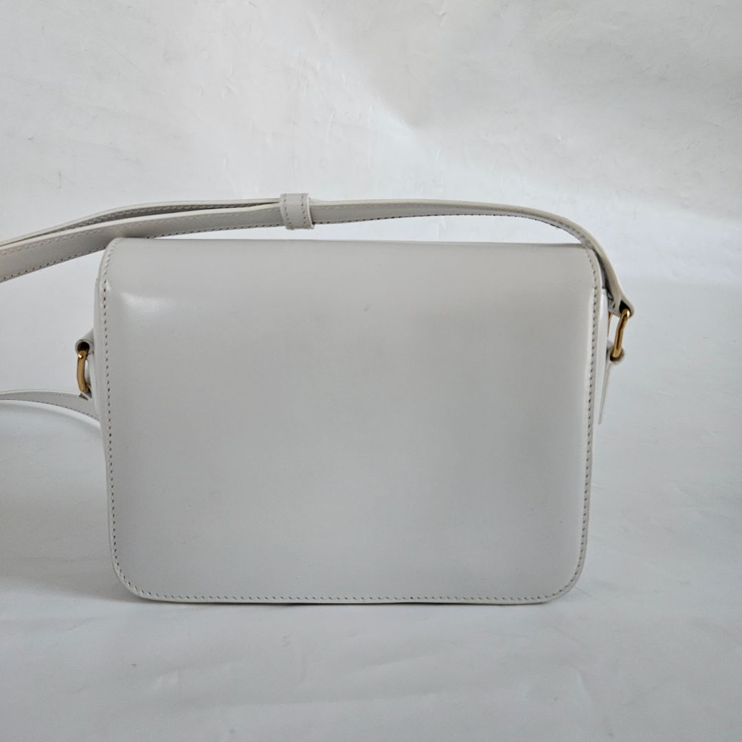 Celine Shiny White Teen Triomphe Bag