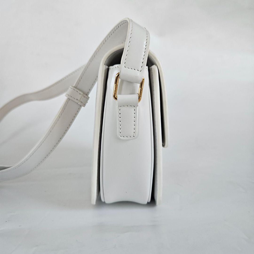 Celine Shiny White Teen Triomphe Bag