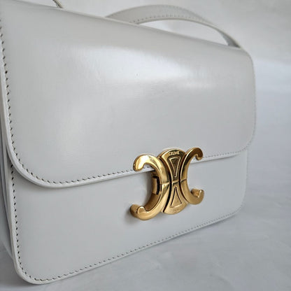 Celine Shiny White Teen Triomphe Bag