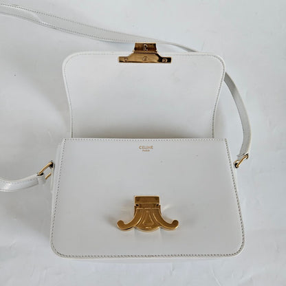 Celine Shiny White Teen Triomphe Bag