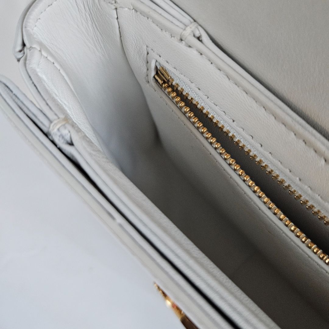 Celine Shiny White Teen Triomphe Bag