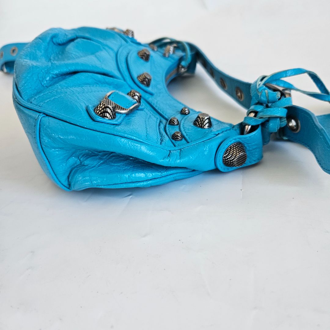 Balenciaga Le Cagole XS Blue  Leather Shoulder Bag