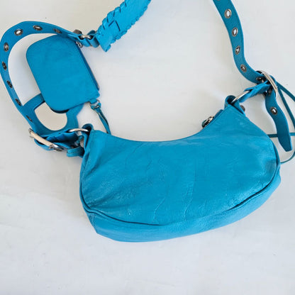 Balenciaga Le Cagole XS Blue  Leather Shoulder Bag