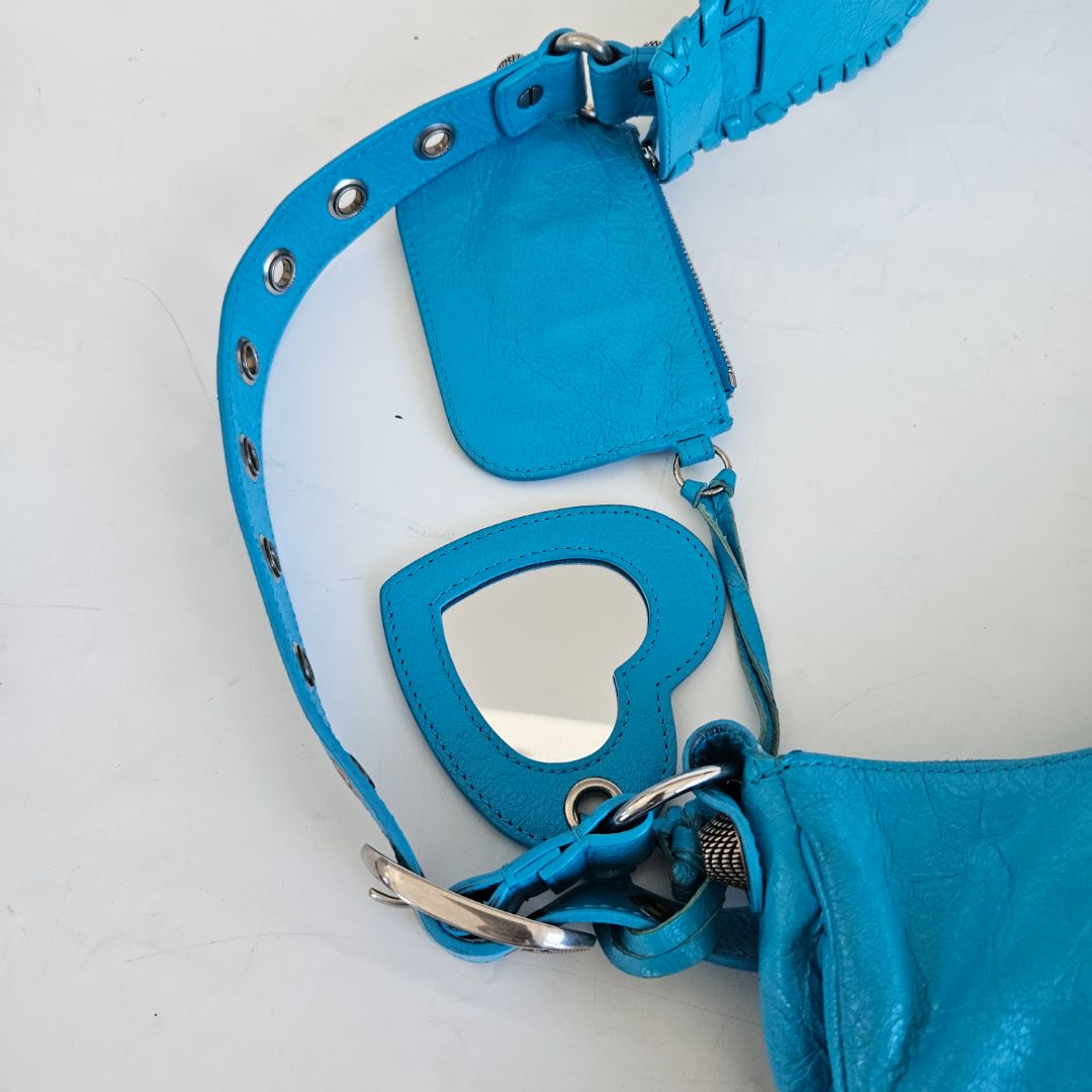 Balenciaga Le Cagole XS Blue  Leather Shoulder Bag