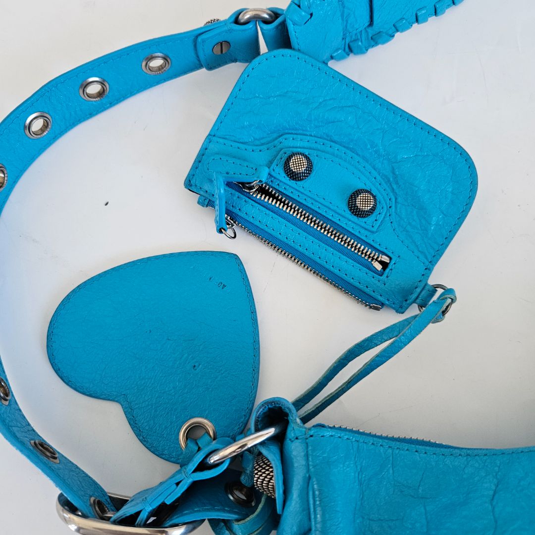 Balenciaga Le Cagole XS Blue  Leather Shoulder Bag