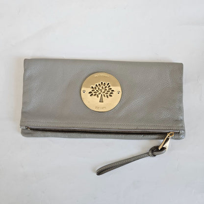Mulberry Grey Leather Daria Flap Clutch