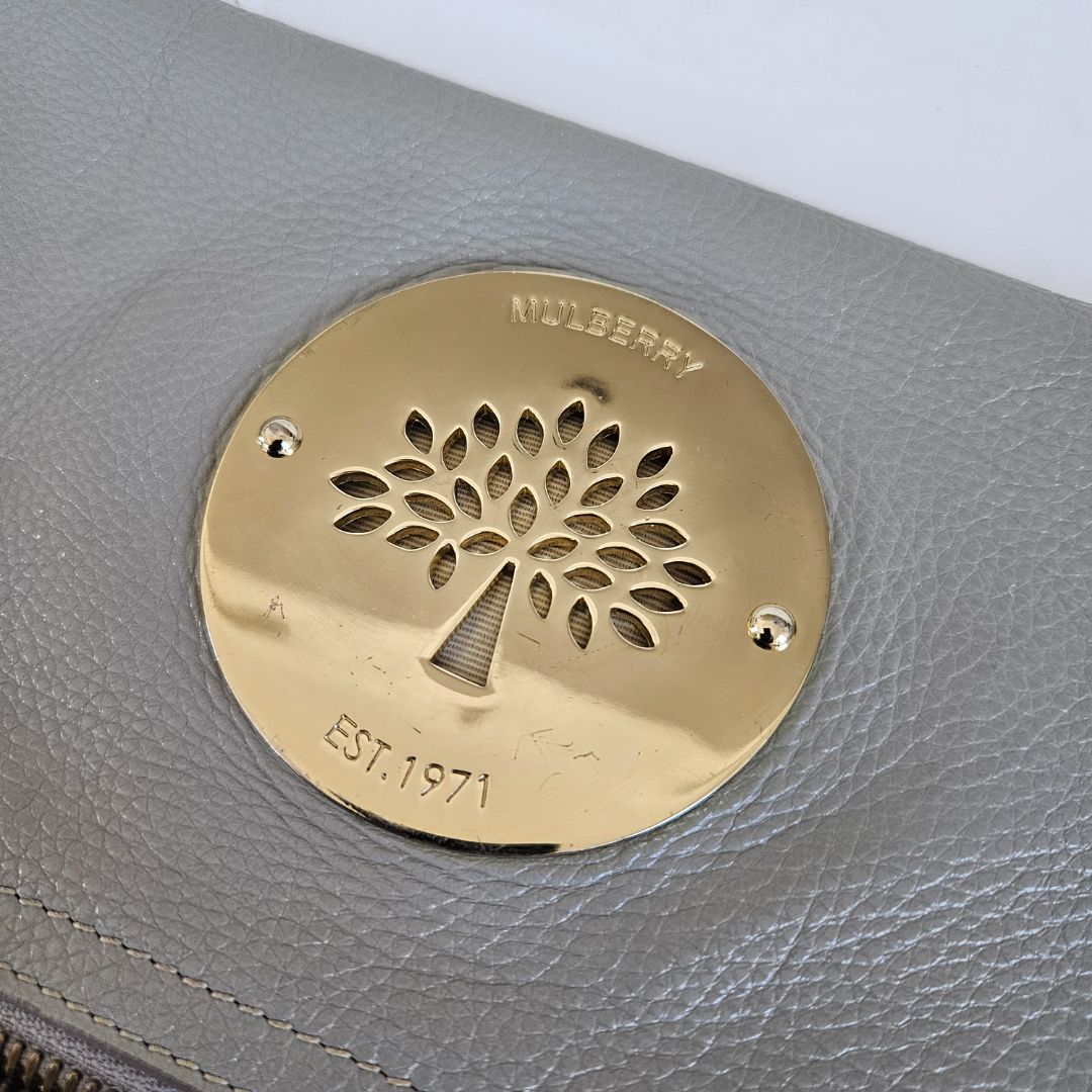 Mulberry Grey Leather Daria Flap Clutch