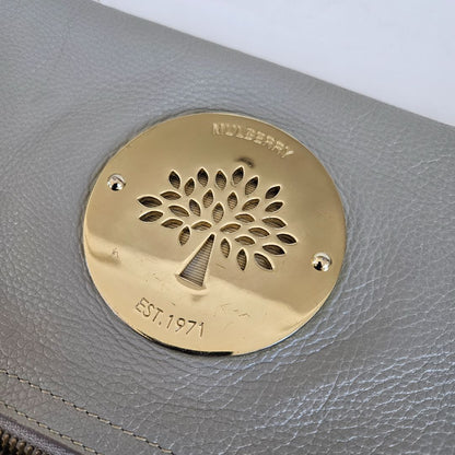 Mulberry Grey Leather Daria Flap Clutch