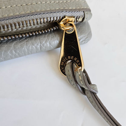 Mulberry Grey Leather Daria Flap Clutch