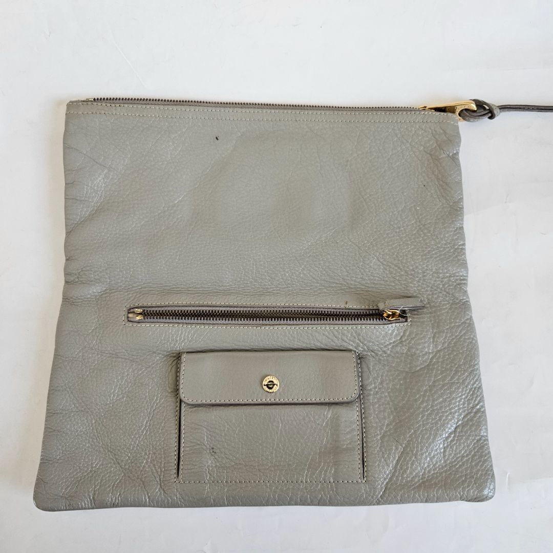 Mulberry Grey Leather Daria Flap Clutch