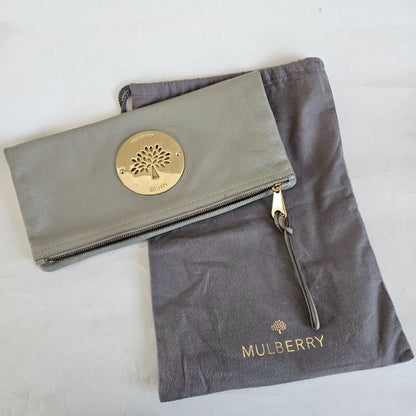 Mulberry Grey Leather Daria Flap Clutch