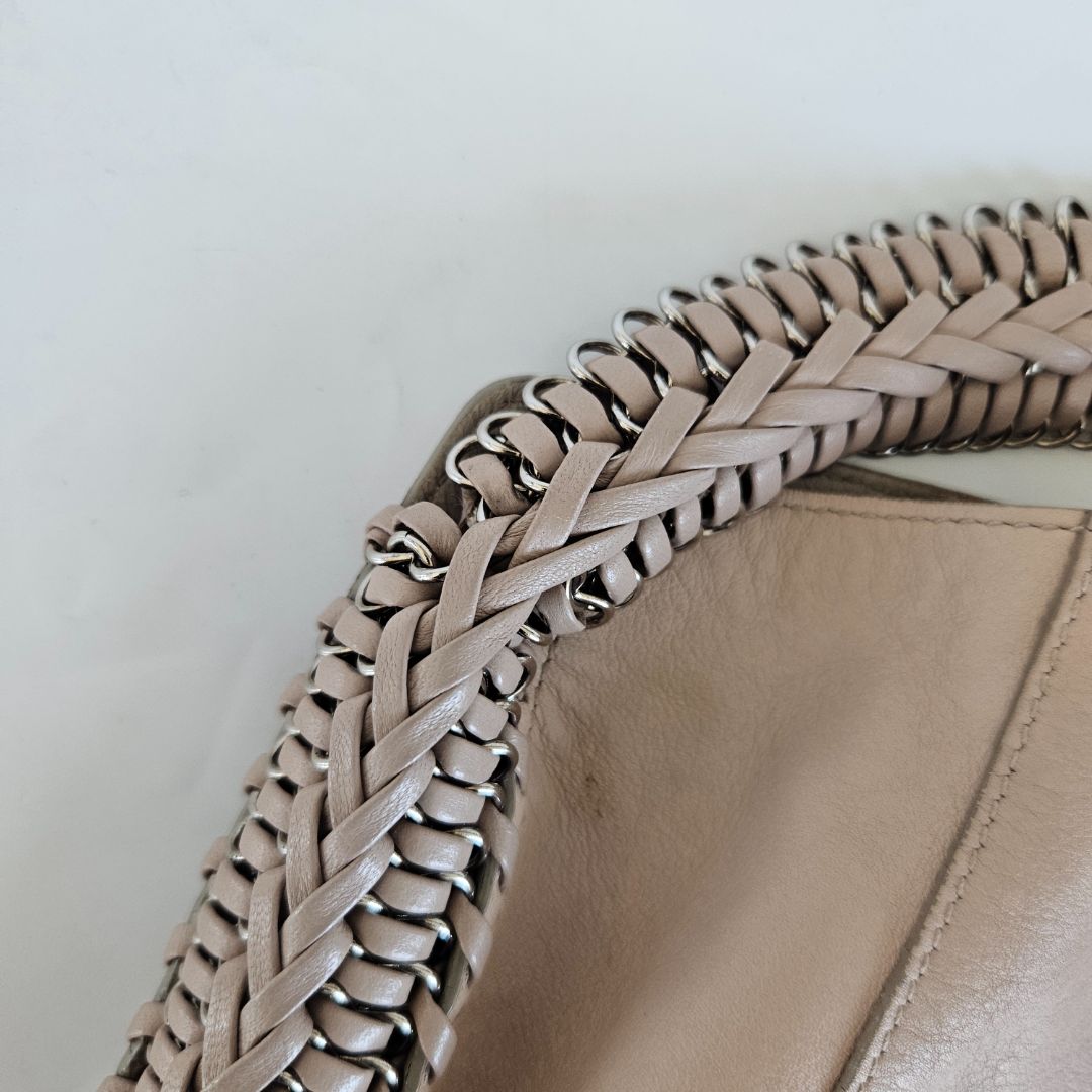 Salvatore Ferragamo Beige Leather Stitch Shoulder Aria Hobo Bag