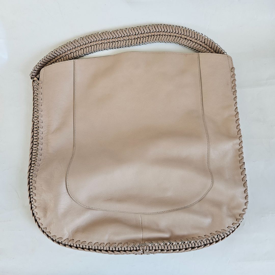 Salvatore Ferragamo Beige Leather Stitch Shoulder Aria Hobo Bag