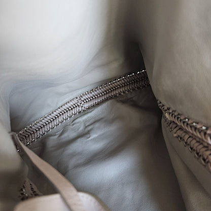 Salvatore Ferragamo Beige Leather Stitch Shoulder Aria Hobo Bag