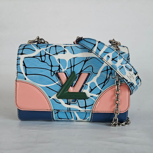 Louis Vuitton LV Twist MM EPi Aqua Pattern Blue Shoulder Bag