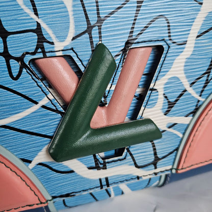 Louis Vuitton LV Twist MM EPi Aqua Pattern Blue Shoulder Bag