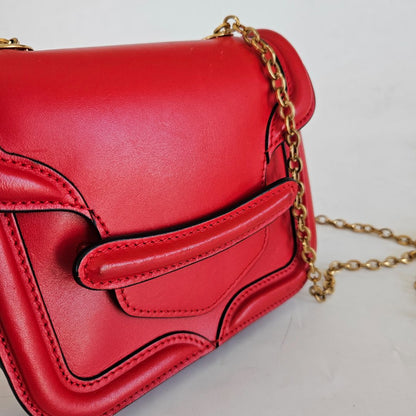Alexander McQueen Red Leather Mini Heroine Chain Crossbody Bag