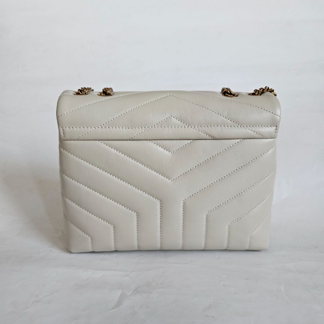 Saint Laurent Cream Small Loulou Bag in "Y" Matelassé Leather