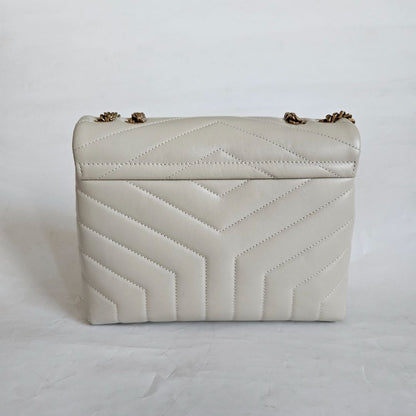Saint Laurent Cream Small Loulou Bag in "Y" Matelassé Leather
