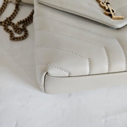 Saint Laurent Cream Small Loulou Bag in "Y" Matelassé Leather