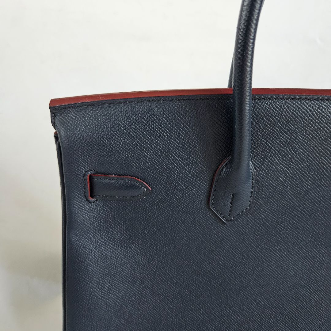 Hermès Birkin 35 Contour Epsom Blue Indigo Rouge H with GHW