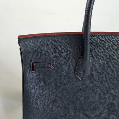 Hermès Birkin 35 Contour Epsom Blue Indigo Rouge H with GHW