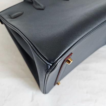 Hermès Birkin 35 Contour Epsom Blue Indigo Rouge H with GHW