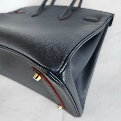 Hermès Birkin 35 Contour Epsom Blue Indigo Rouge H with GHW