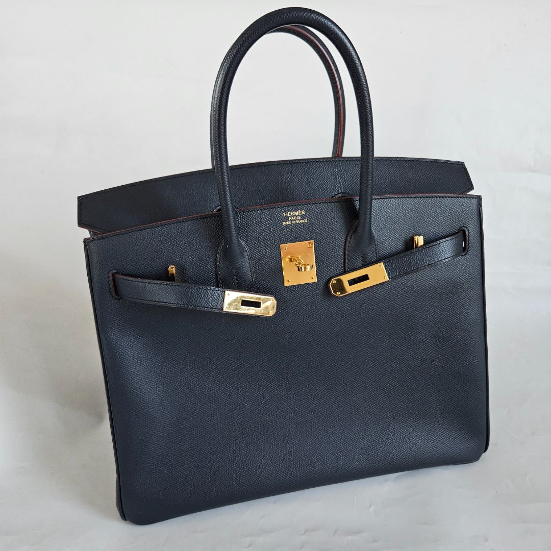 Hermès Birkin 35 Contour Epsom Blue Indigo Rouge H with GHW