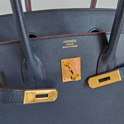 Hermès Birkin 35 Contour Epsom Blue Indigo Rouge H with GHW