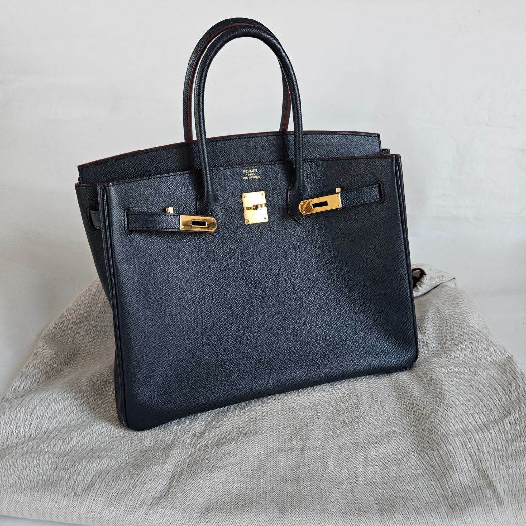 Hermès Birkin 35 Contour Epsom Blue Indigo Rouge H with GHW