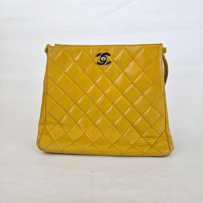 Chanel Yellow Vintage Shoulder Small Shopper Tote
