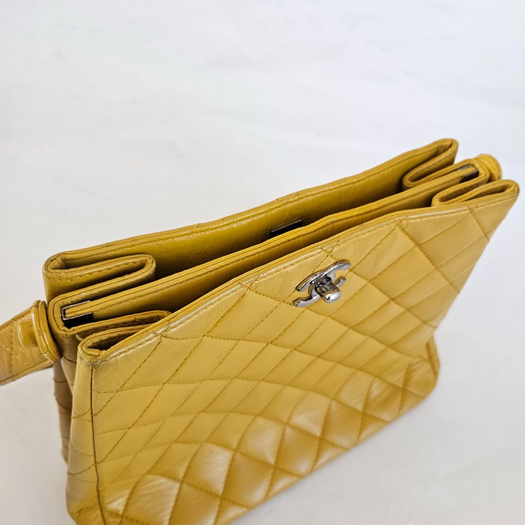 Chanel Yellow Vintage Shoulder Small Shopper Tote