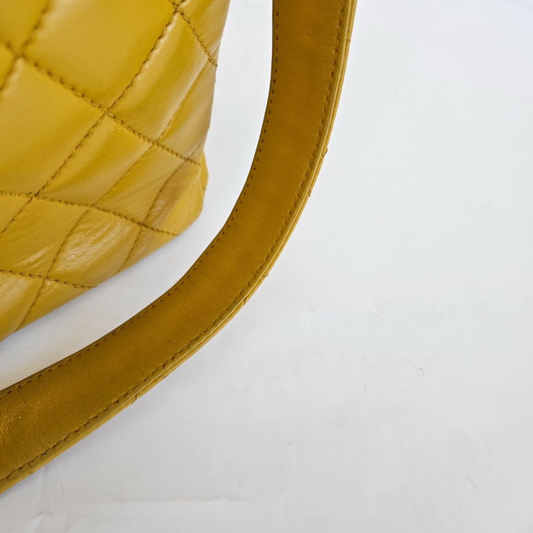 Chanel Yellow Vintage Shoulder Small Shopper Tote