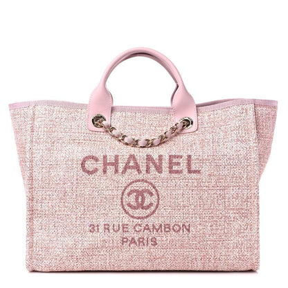 Chanel Mixed Fibers Calfskin Deauville Tote pink
