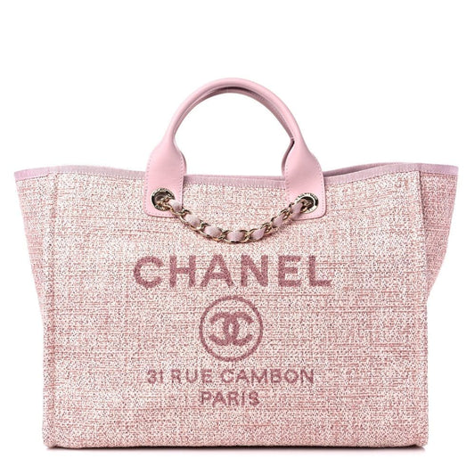 Chanel Mixed Fibers Calfskin Deauville Tote pink