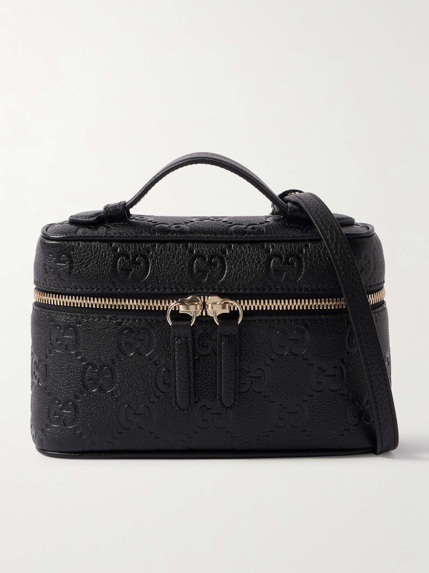 GUCCI GG Emblem mini debossed textured-leather shoulder bag