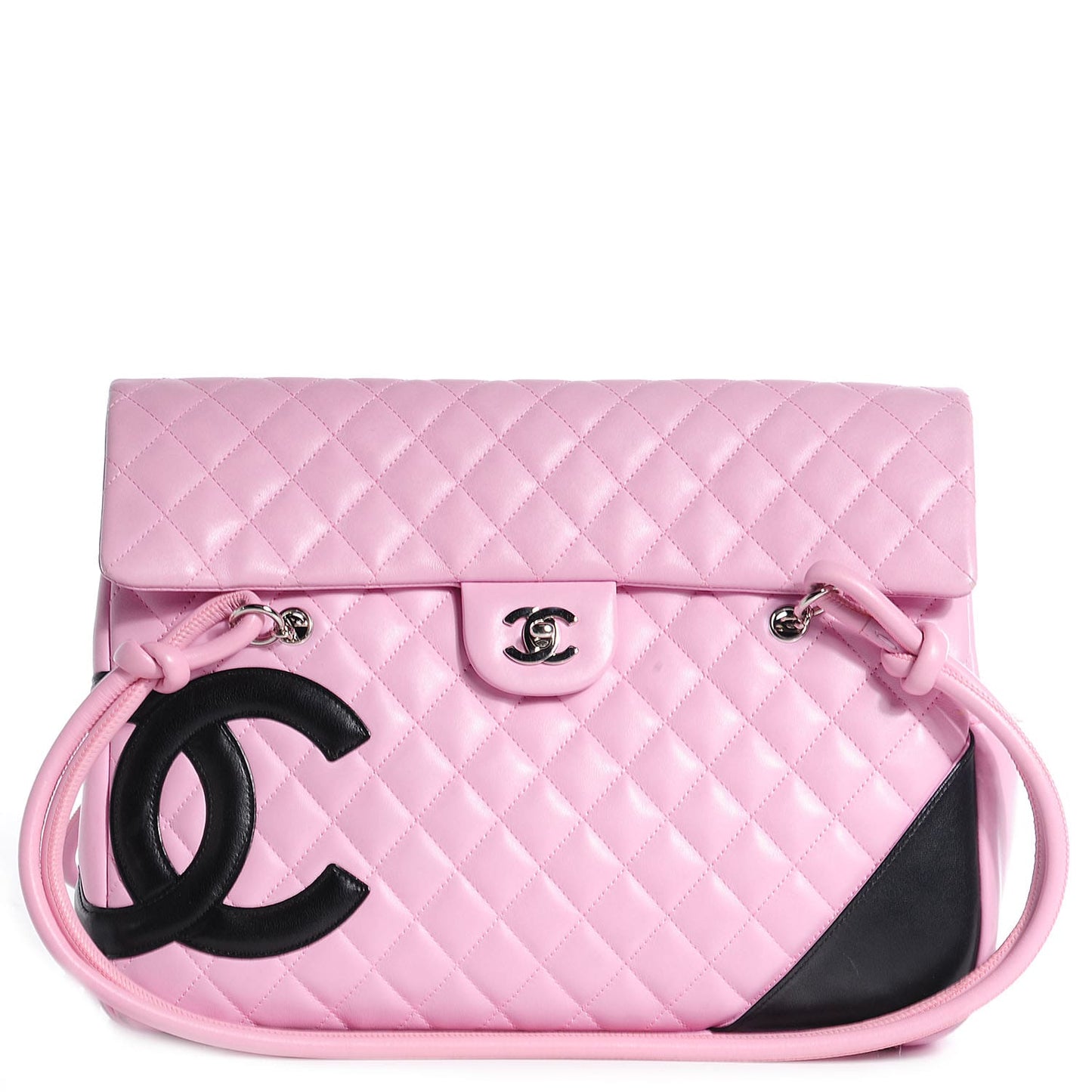 Chanel  Calfskin Quilted Large Cambon Flap Pink Black