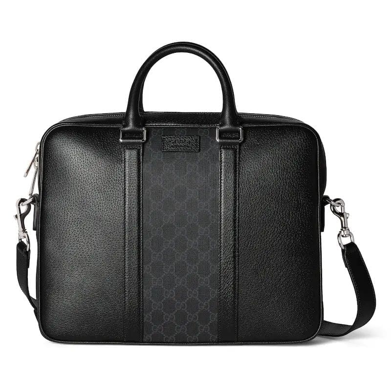 GUCCI MEDIUM GG BRIEFCASE WITH LOGO PLAQUE