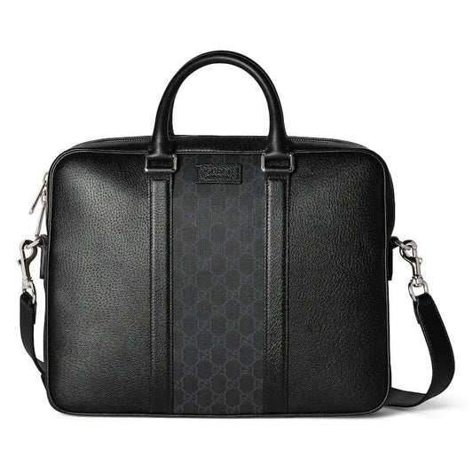 GUCCI MEDIUM GG BRIEFCASE WITH LOGO PLAQUE