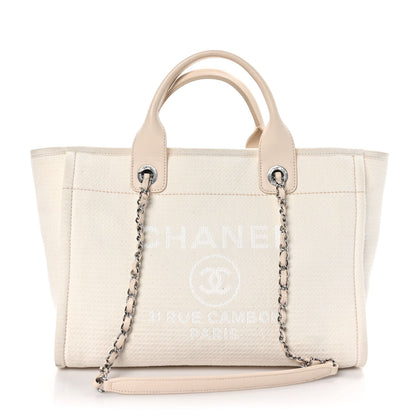 Chanel Mixed Fibers Small Deauville Tote White
