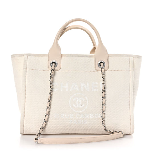 Chanel Mixed Fibers Small Deauville Tote White
