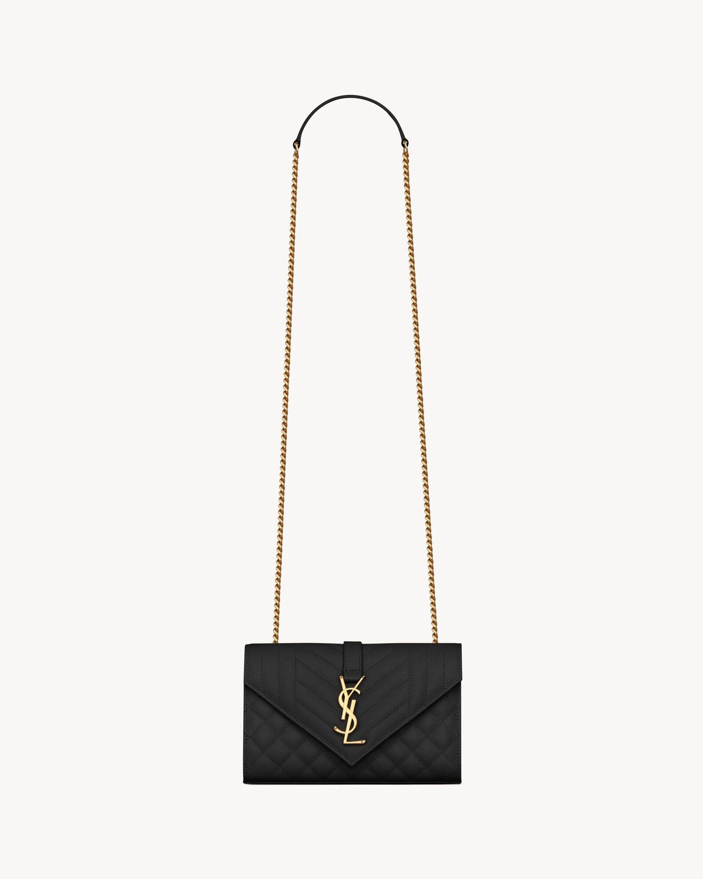 Saint Laurent ENVELOPE SMALL IN QUILTED GRAIN DE POUDRE EMBOSSED LEATHER