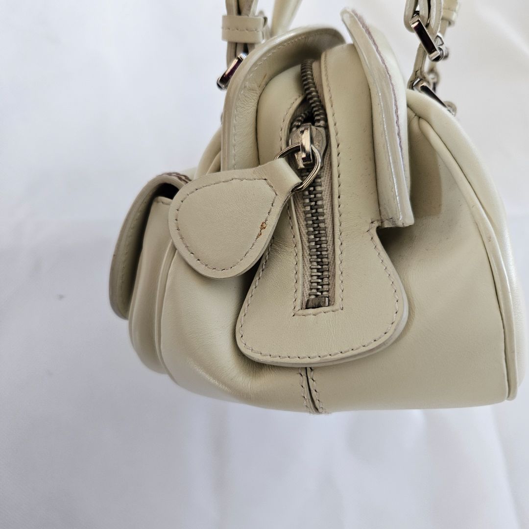 Christian Dior Off-White Leather Vintage Top Handle Bag