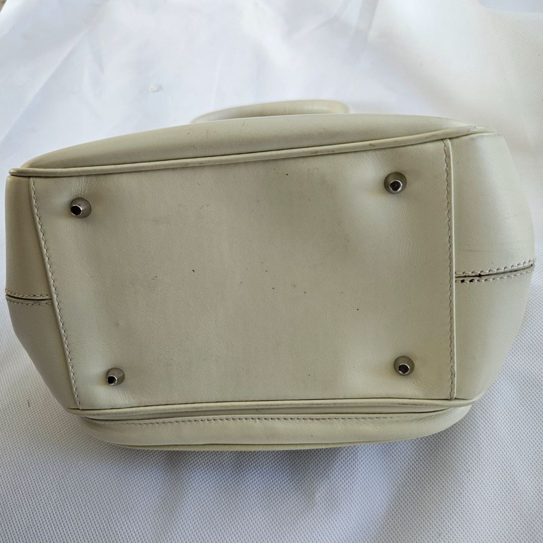 Christian Dior Off-White Leather Vintage Top Handle Bag