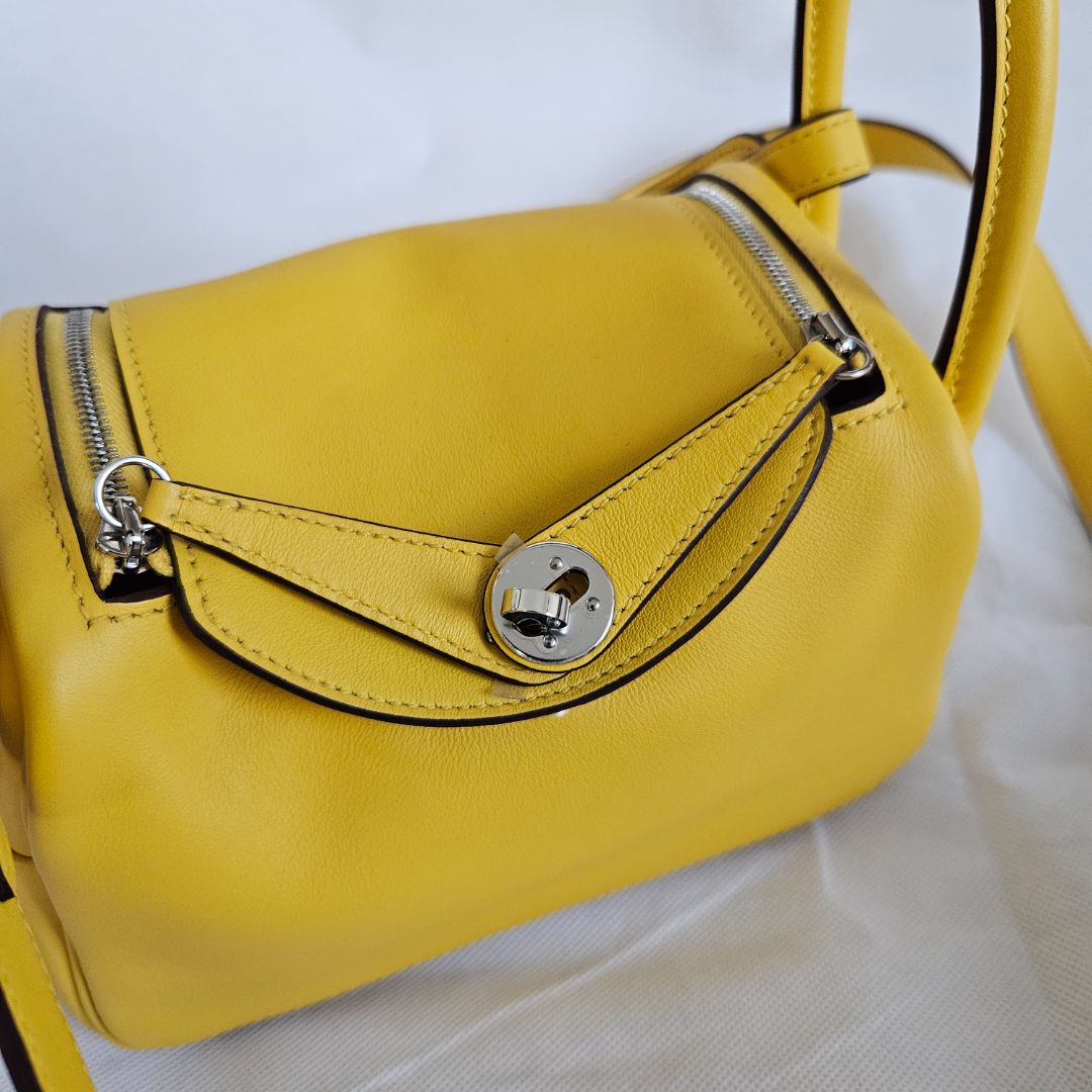 Hermès Mini Lindy Lime Yellow Swift leather bag