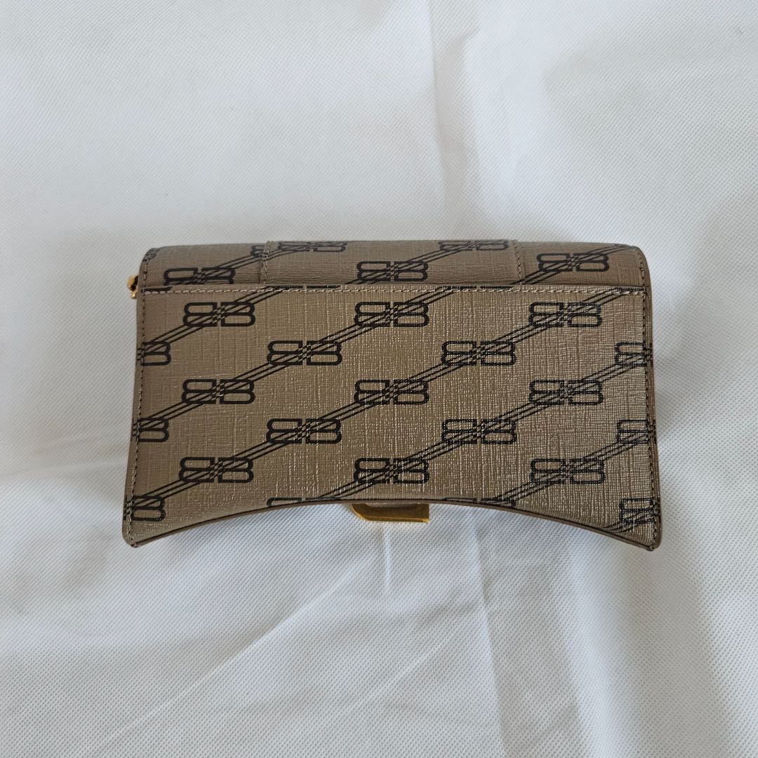Balenciaga Hourglass Wallet On Chain Brown/Black BB Monogram Coated Canvas