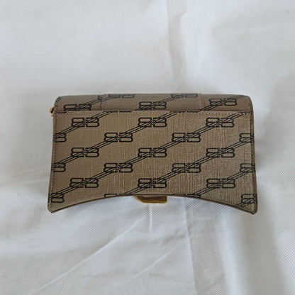 Balenciaga Hourglass Wallet On Chain Brown/Black BB Monogram Coated Canvas