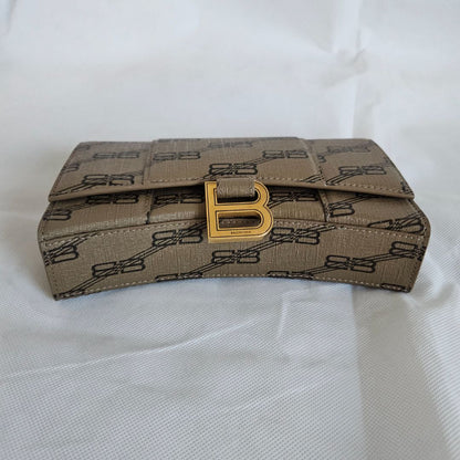 Balenciaga Hourglass Wallet On Chain Brown/Black BB Monogram Coated Canvas