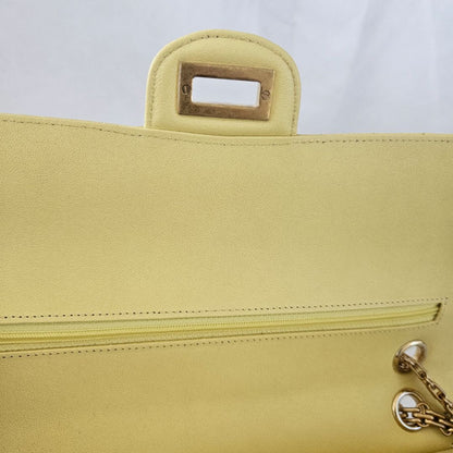 Chanel Yellow Chevron Leather Classic 227 Reissue 2.55 Flap Bag